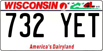 WI license plate 732YET
