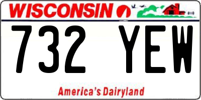 WI license plate 732YEW