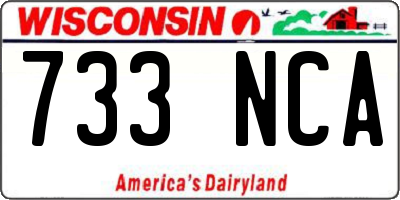 WI license plate 733NCA