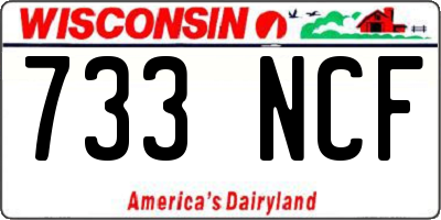 WI license plate 733NCF
