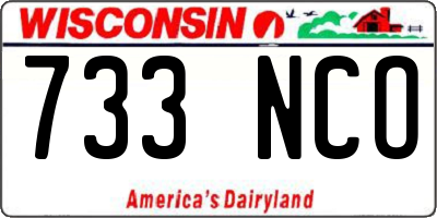 WI license plate 733NCO