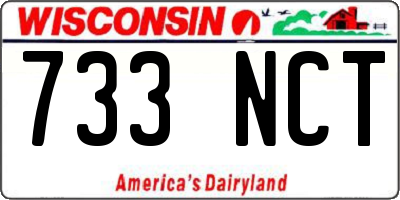 WI license plate 733NCT