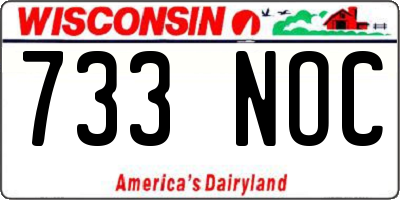 WI license plate 733NOC