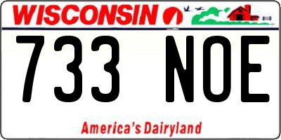 WI license plate 733NOE