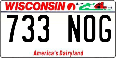 WI license plate 733NOG