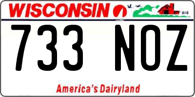 WI license plate 733NOZ