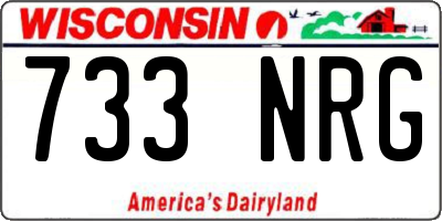 WI license plate 733NRG