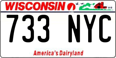 WI license plate 733NYC