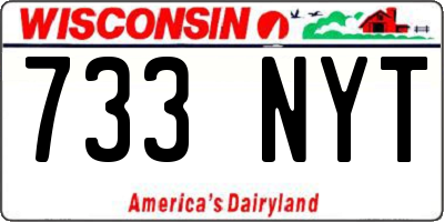 WI license plate 733NYT