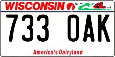 WI license plate 733OAK