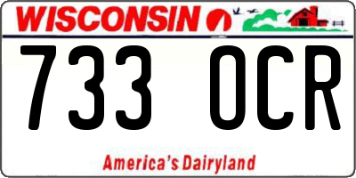WI license plate 733OCR