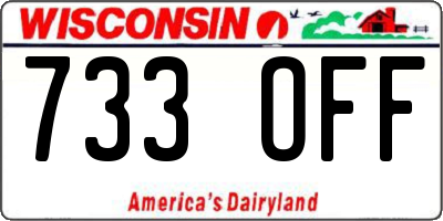 WI license plate 733OFF
