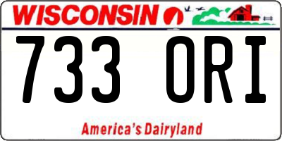 WI license plate 733ORI