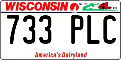 WI license plate 733PLC