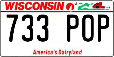 WI license plate 733POP