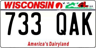 WI license plate 733QAK