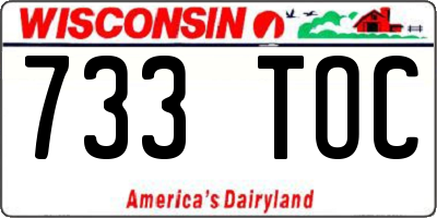 WI license plate 733TOC