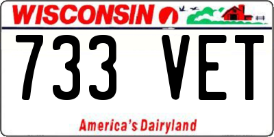 WI license plate 733VET