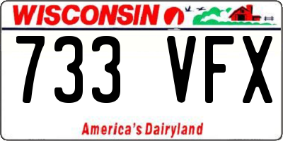 WI license plate 733VFX