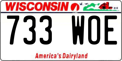 WI license plate 733WOE