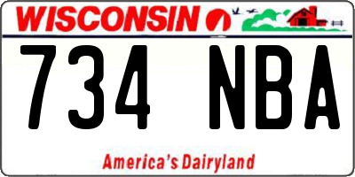 WI license plate 734NBA
