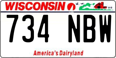 WI license plate 734NBW