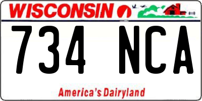 WI license plate 734NCA