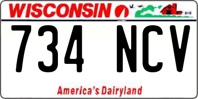 WI license plate 734NCV
