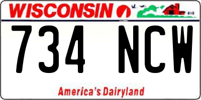 WI license plate 734NCW