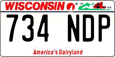 WI license plate 734NDP