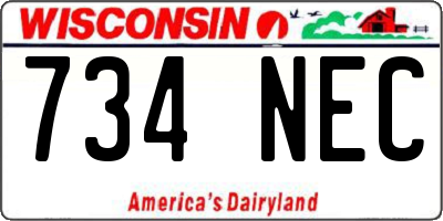 WI license plate 734NEC