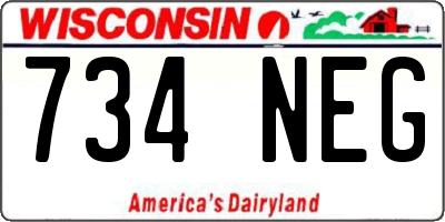 WI license plate 734NEG