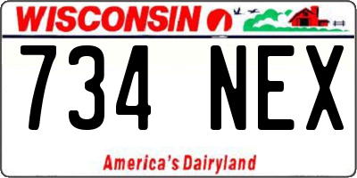 WI license plate 734NEX