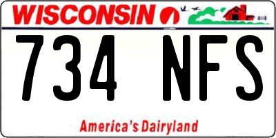 WI license plate 734NFS