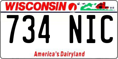 WI license plate 734NIC