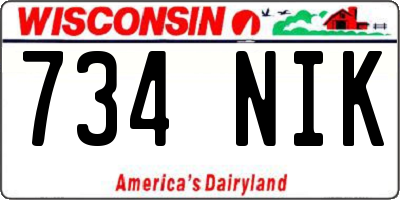 WI license plate 734NIK