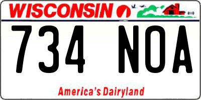 WI license plate 734NOA