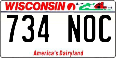 WI license plate 734NOC