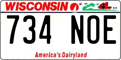 WI license plate 734NOE