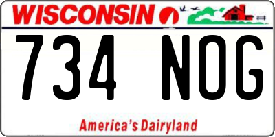 WI license plate 734NOG