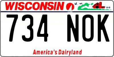 WI license plate 734NOK