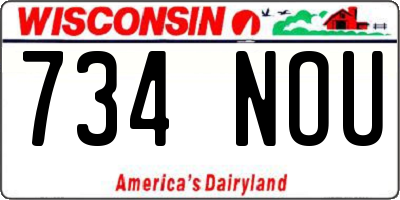 WI license plate 734NOU