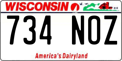 WI license plate 734NOZ