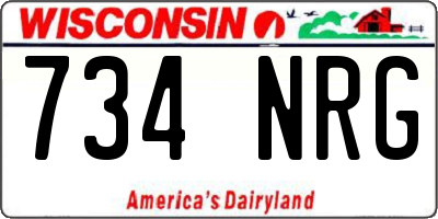 WI license plate 734NRG