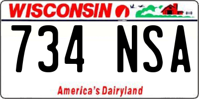 WI license plate 734NSA