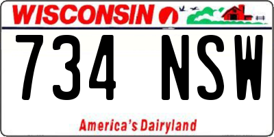 WI license plate 734NSW