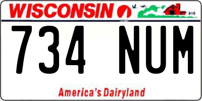 WI license plate 734NUM