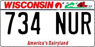 WI license plate 734NUR