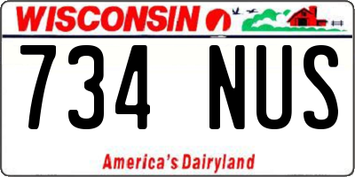 WI license plate 734NUS