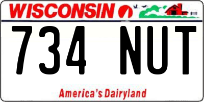WI license plate 734NUT